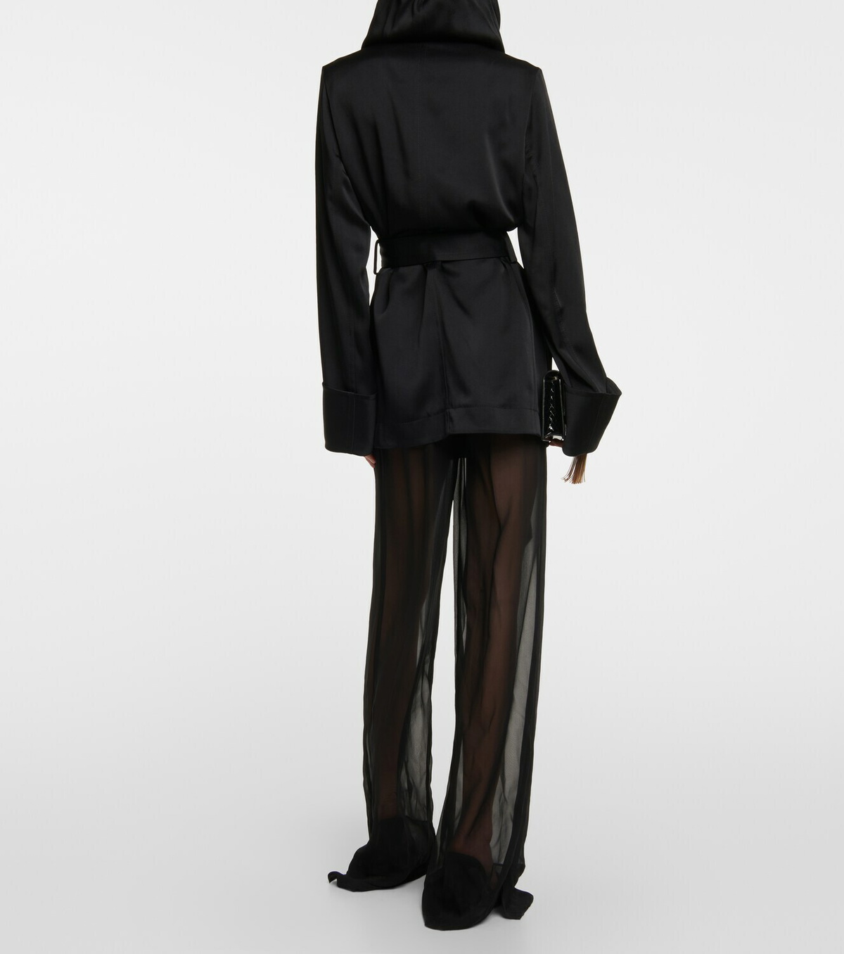 【送料&関税込】Saint Laurent Satin Coat SAINT LAURENT Satin Trench Coat in Black | endource