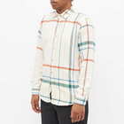 Portuguese Flannel Men's Misaligned Check Overshirt in Ecru/Green/Red