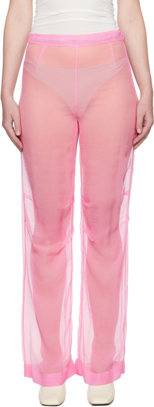 Photo: ALAINPAUL Pink Mousseline Silk Chiffon Knee Trousers