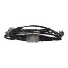 Saint Laurent Black Leather Braided Pineapple Monogram Bracelet