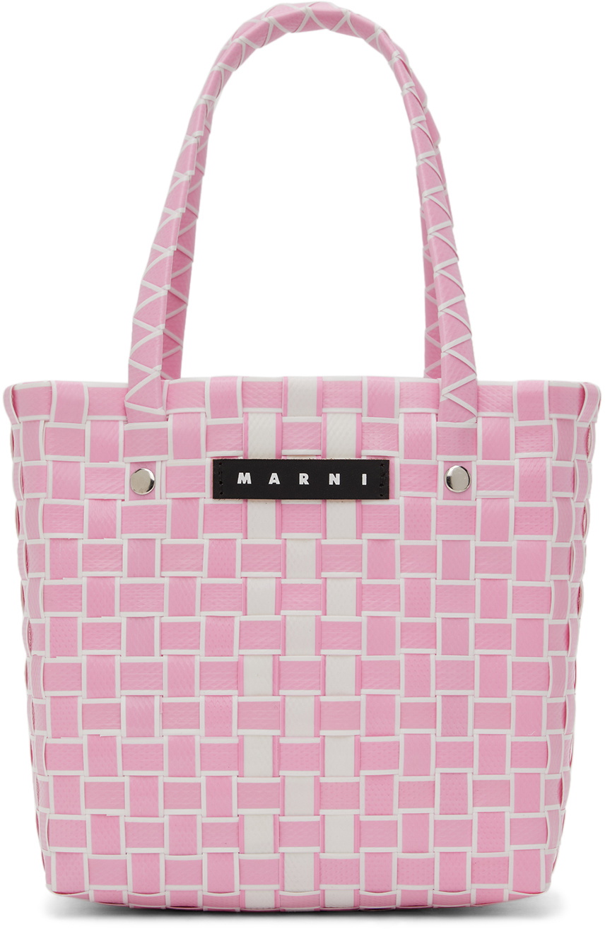 Marni Kids Pink & White Micro Basket Tote Marni