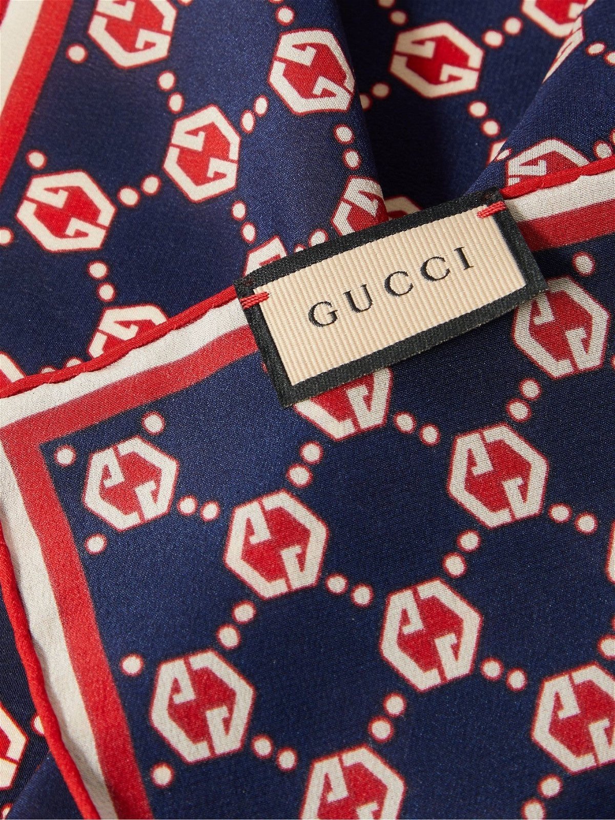 GUCCI - Logo-Print Silk Crepe de Chine Pocket Square Gucci