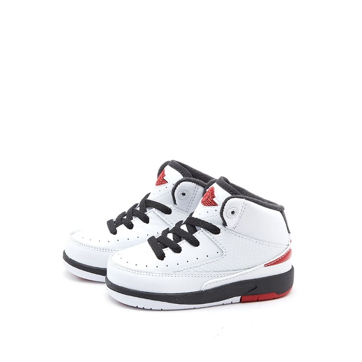 Photo: Air Jordan Men's 2 Retro TD Sneakers in White/Varisty Red/Black