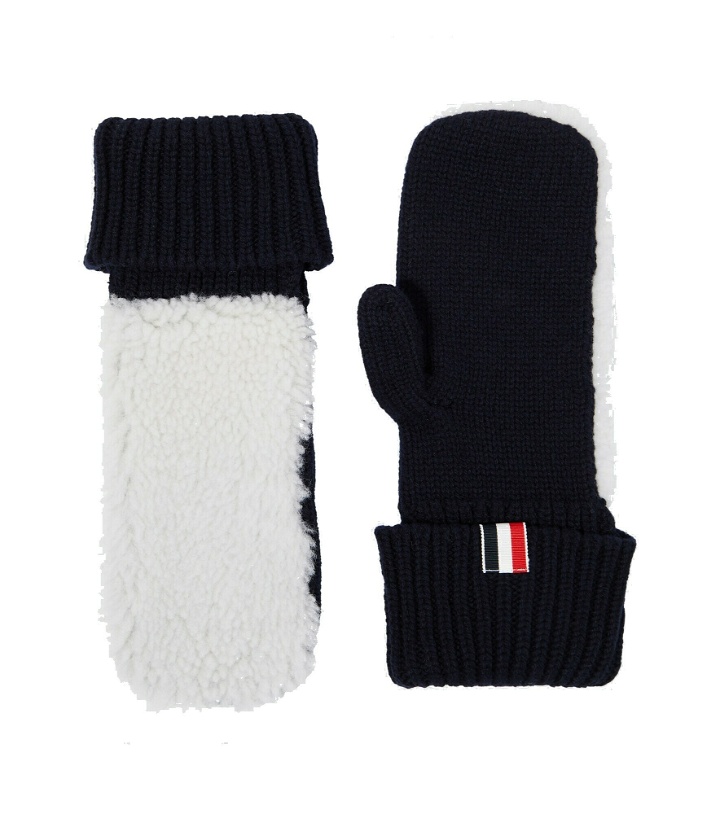 Photo: Thom Browne - Shearling-trimmed wool mittens