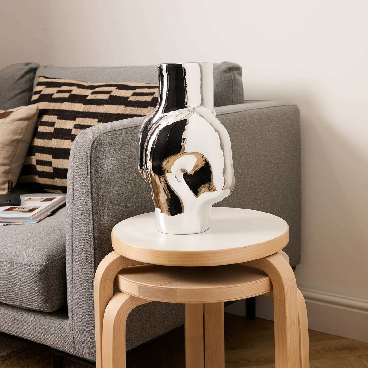 HKliving Gleam Glass Vase - High in Chrome 