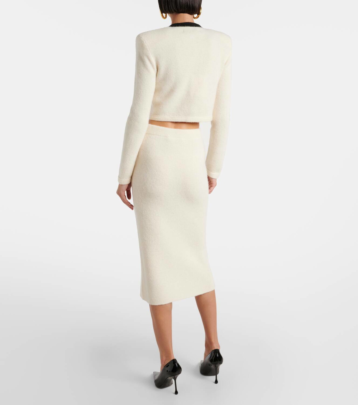 【関税込み】ALESSANDRA RICH MIDI SKIRT Alessandra Rich Ribbed Stretch Wool And Cashmere Midi Skirt