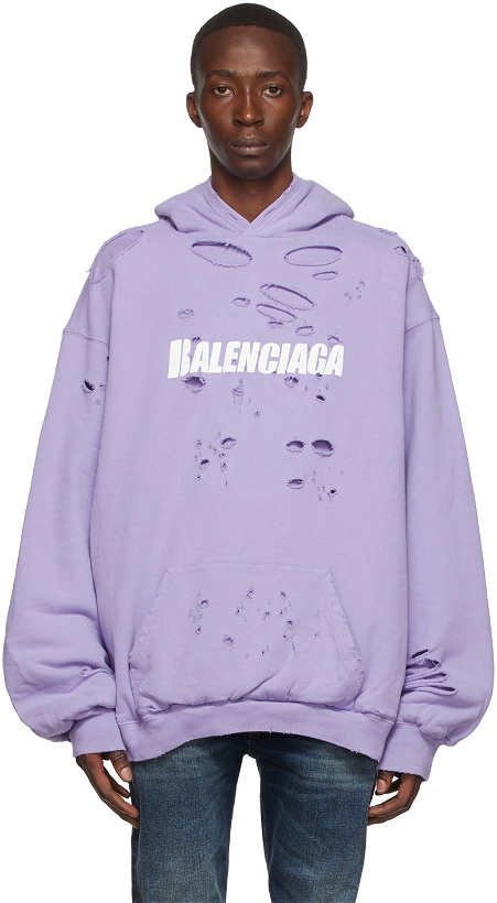 Photo: Balenciaga Purple Cotton Hoodie
