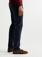 Kiton - Slim-Fit Stretch Cotton and Wool-Blend Corduroy Trousers - Blue