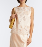 Dôen Viviane lace-trimmed silk satin top