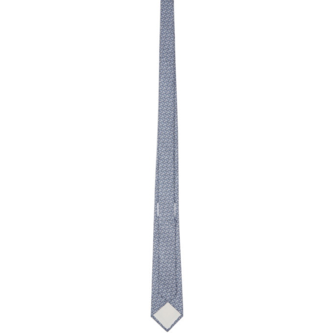 Burberry Blue Silk Monogram Classic Cut Tie Burberry