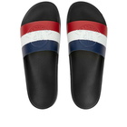 Moncler Men's Basile Tricolour Pool Slide in Black/Red/White/Blue