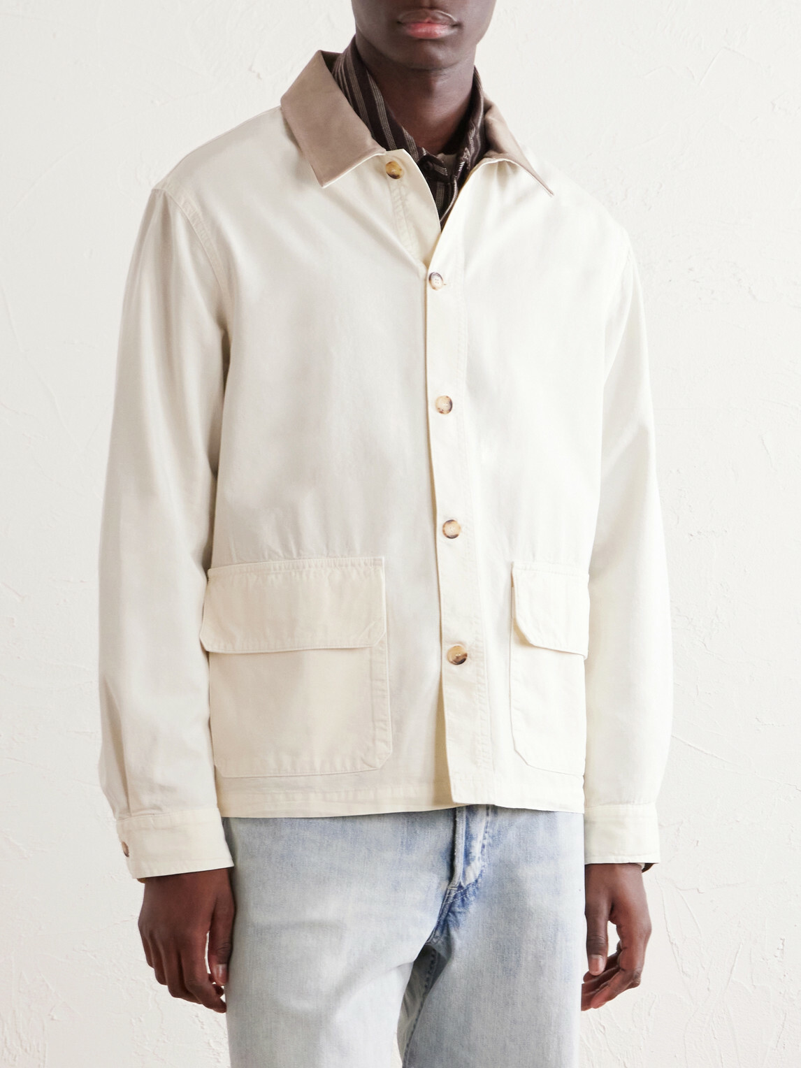 FRAME - Suede-Trimmed Cotton-Blend Jacket - White