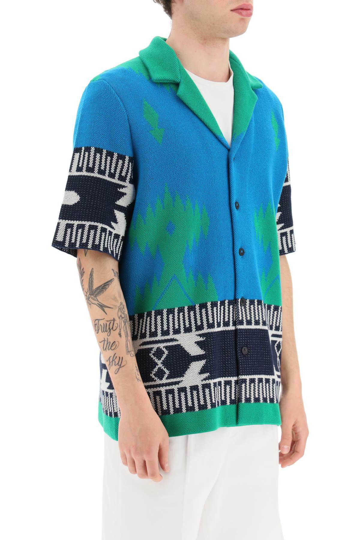 Alanui Jacquard Cotton Short Sleeve Icon Shirt