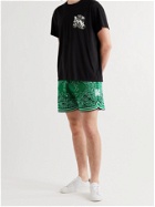 AMIRI - Wide-Leg Bandana Crocheted Cotton-Blend Drawstring Shorts - Green - L