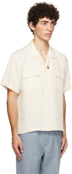 Second/Layer Off-White Pinpoint Open Collar Short Sleeve Shirt