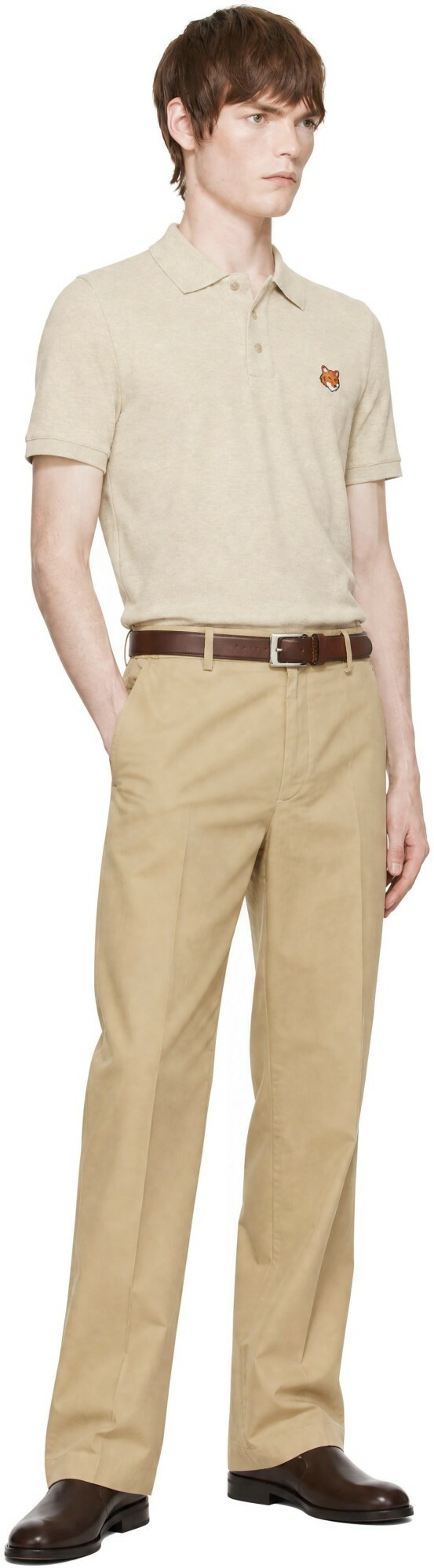 Maison Kitsuné Beige Fox Head Regular Polo