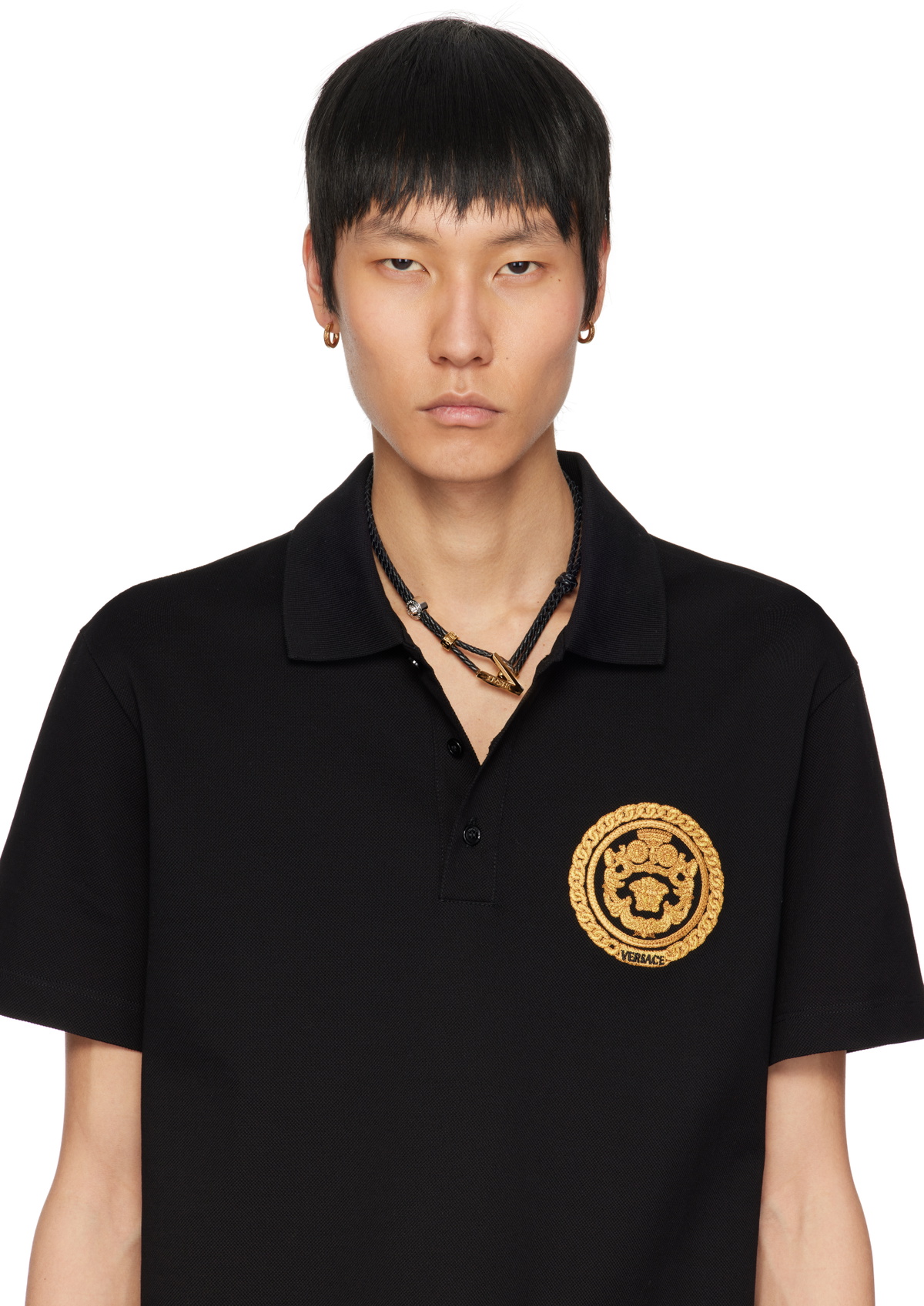 Versace Gold Greca Hoop Earrings