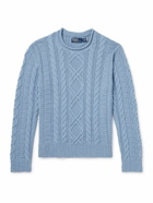 Polo Ralph Lauren - Cable-Knit Cotton, Cashmere and Linen-Blend Sweater - Blue