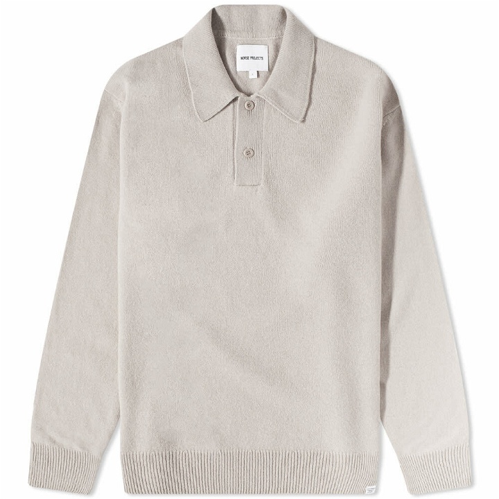 Photo: Norse Projects Men's Marco Lambswool Polo Shirt in Utility Khaki