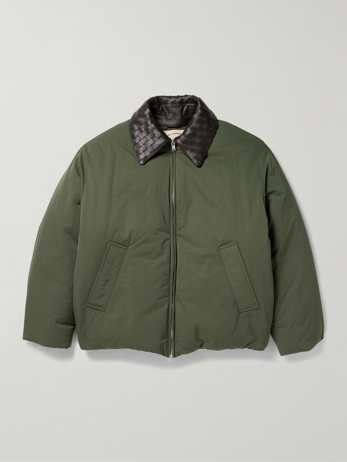 Bottega Veneta - Intrecciato Leather-Trimmed Shell Down Jacket - Green