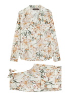Desmond & Dempsey Floral-printed Cotton Pyjama set Cream