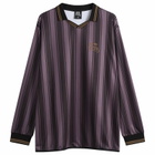 Karma8a Men's Stripe Long Sleeve Polo T-Shirt in Purple