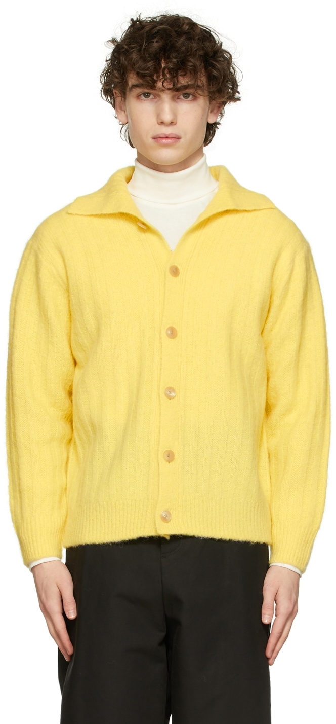 AURALEE Yellow Wide Rib Cardigan Auralee