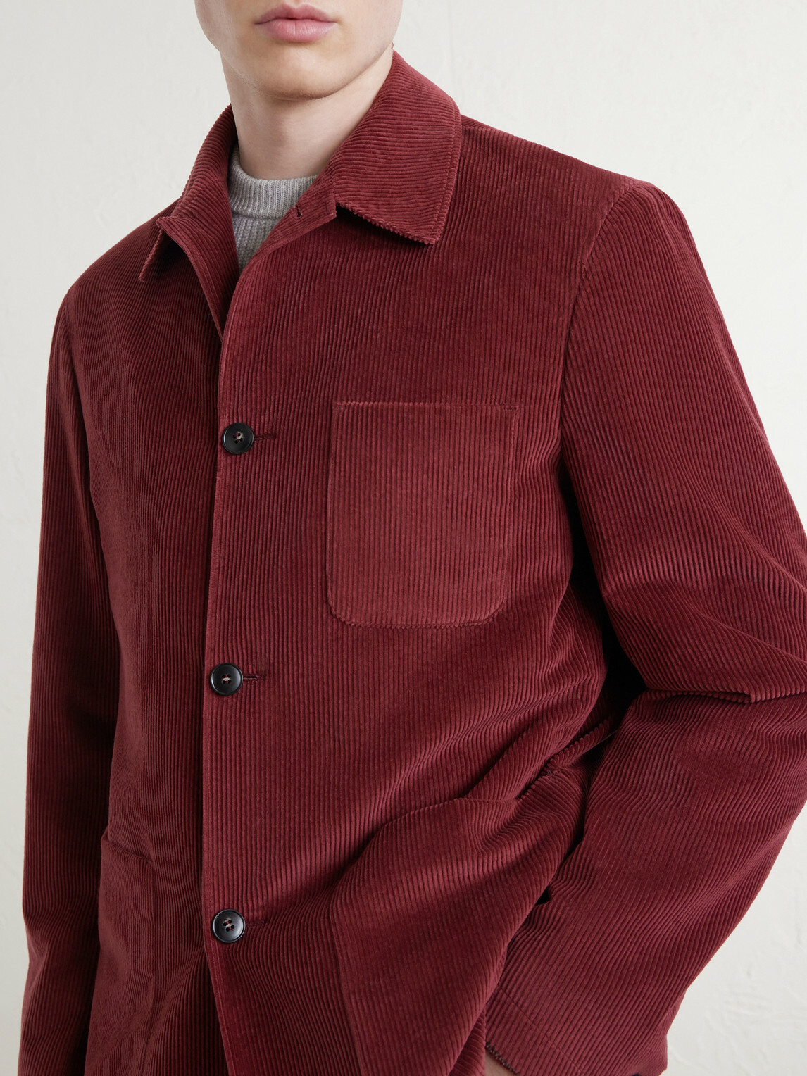 Canali - Cotton-Corduroy Overshirt - Red