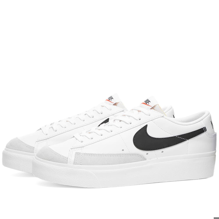 Photo: Nike Blazer Low Platform W Sneakers in White/Black/Sail/Orange