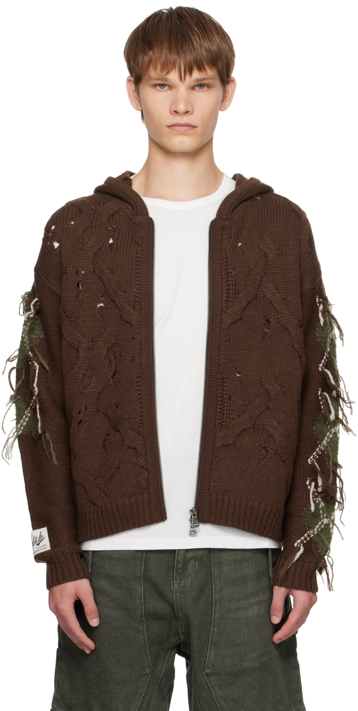 Andersson Bell Brown Argyle Fisherman Zip-Up Hoodie