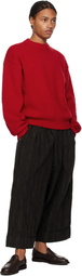 AMOMENTO Red Fluffy Brushed Knit Sweater