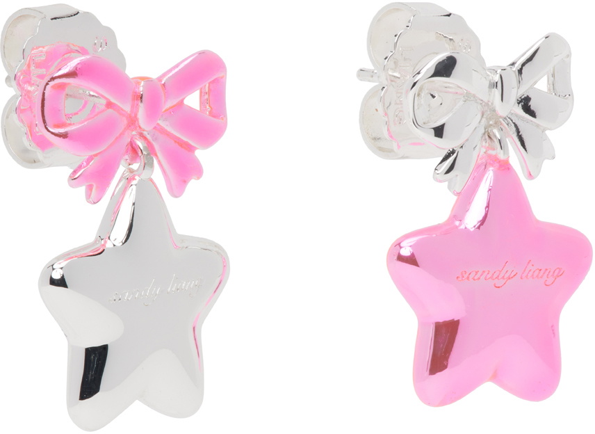 Sandy Liang Silver & Pink Boshi Earrings Sandy Liang