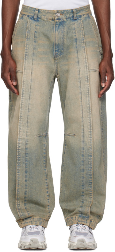 Photo: Juun.J Blue Washed Curved Jeans
