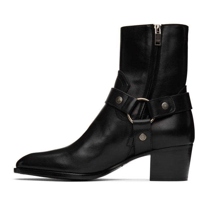 Saint Laurent Black Wyatt Harness Boots Saint Laurent