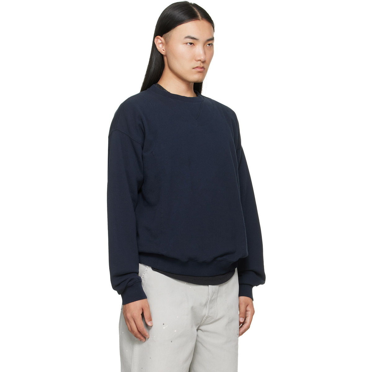 Maison Margiela Navy Double-Layer Cotton Sweatshirt