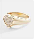 Sydney Evan 14kt yellow gold heart ring with diamonds