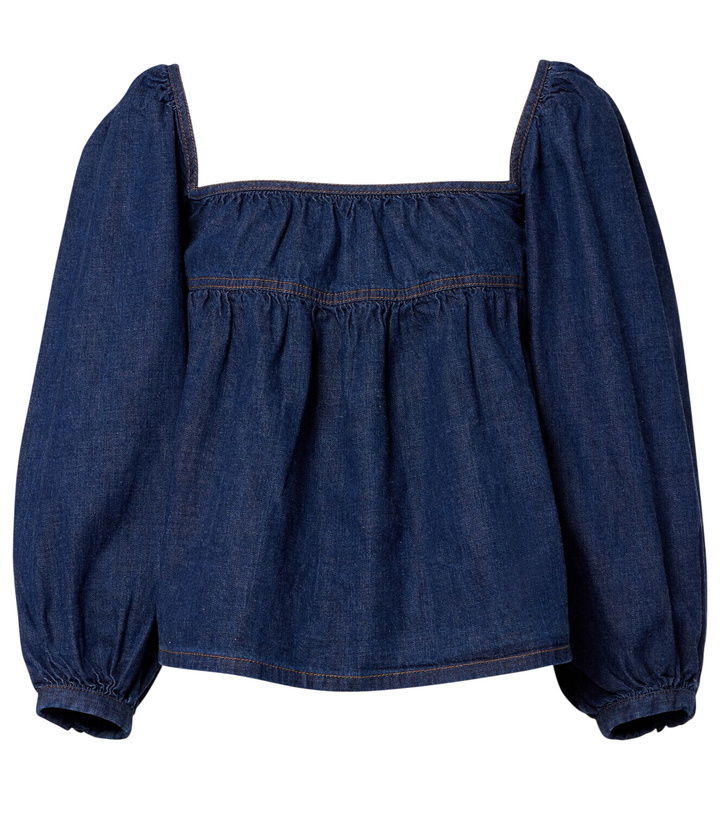 Photo: Saint Laurent Gathered denim blouse