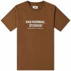 Pas Normal Studios Men's Off-Race Logo T-Shirt in Army Brown