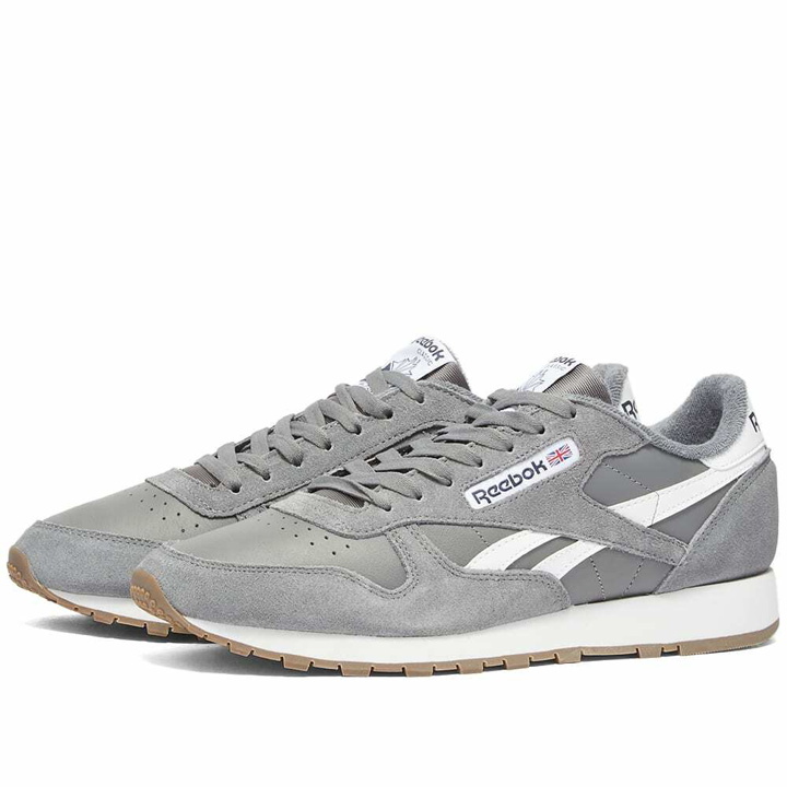 Photo: Reebok Men's Classic Leather Sneakers in Pure Grey/White