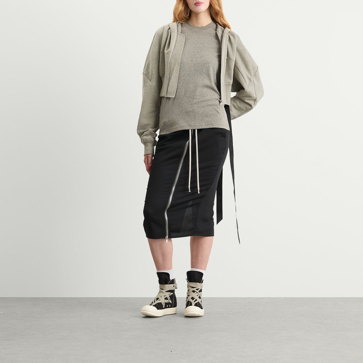 Rick Owens DRKSHDW Women's Collage Gimp Hoodie in Grey Melange