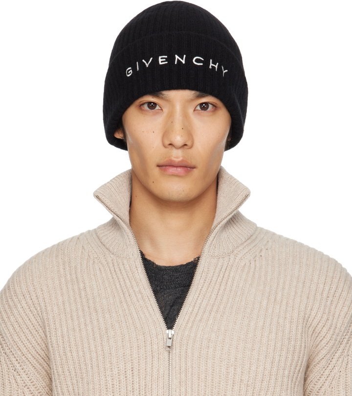 Photo: Givenchy Black 'Givenchy' 4G Embroidered Beanie