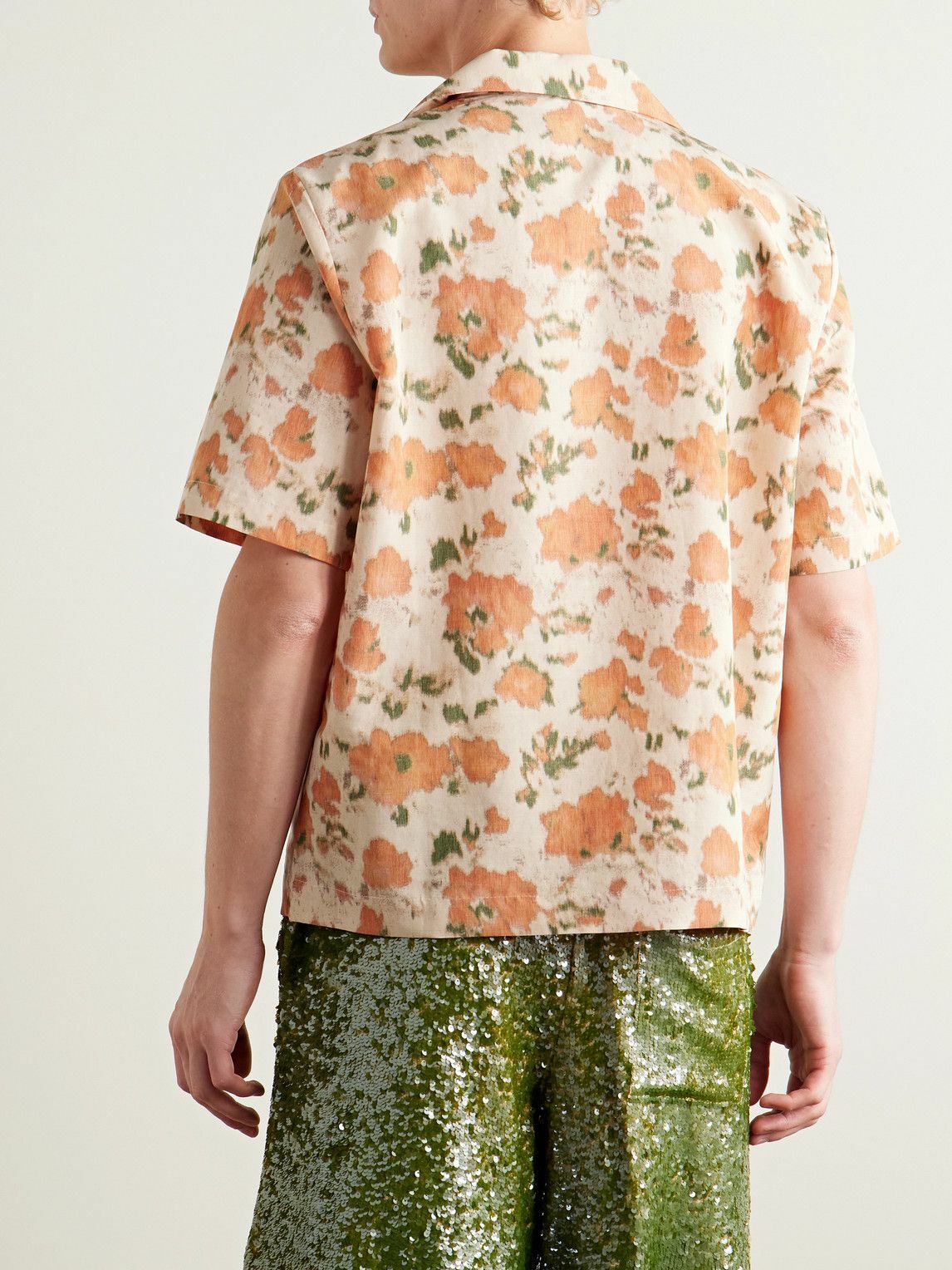 Séfr - Pino Floral-Print Woven Shirt - Orange