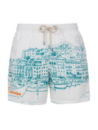 MC2 Saint Barth Man Mid-length Gustavia Swim-shorts With Cannes Placed Print