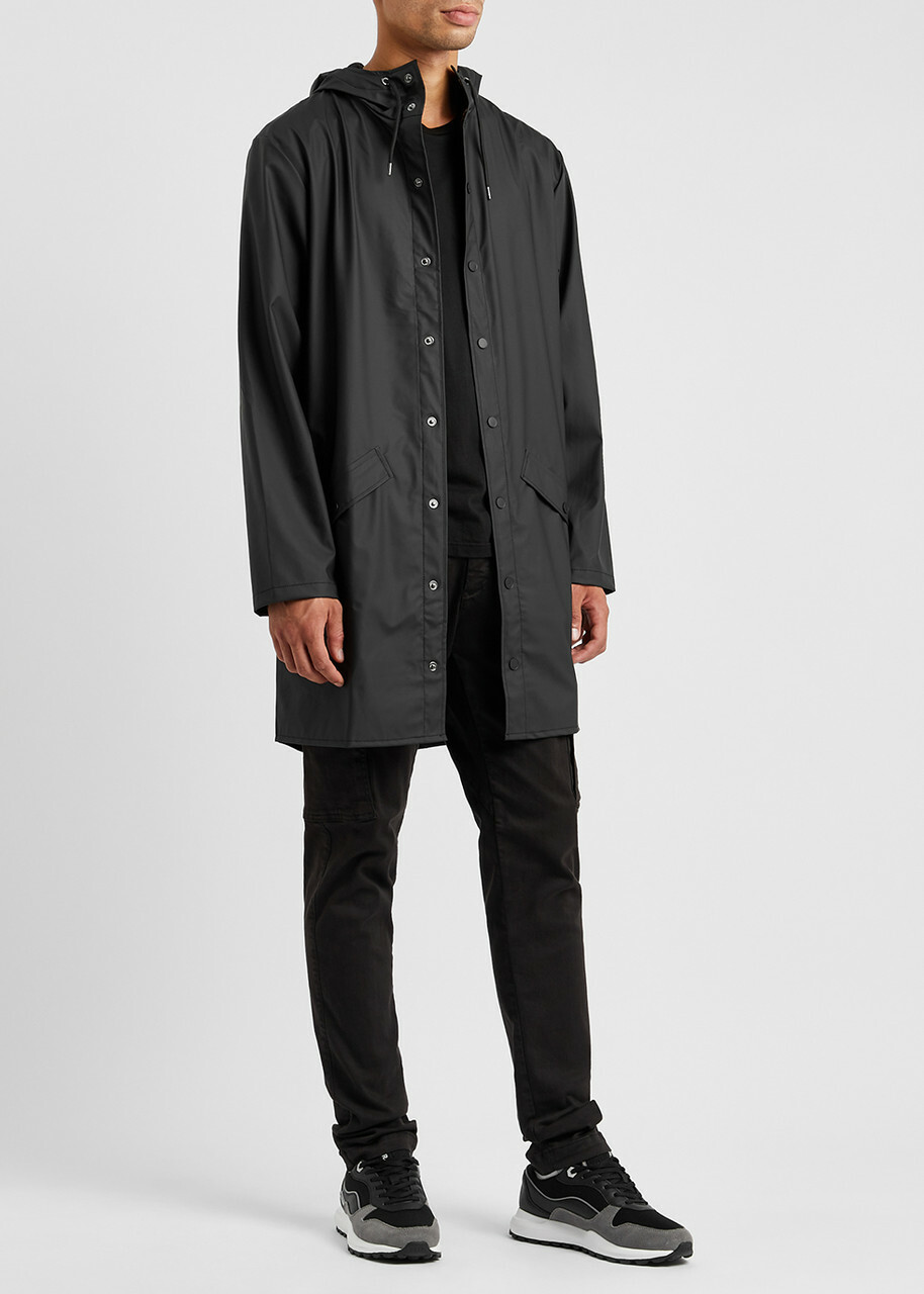 Rains Long Matte Rubberised Raincoat Black