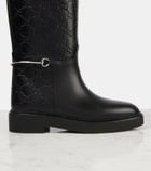 Gucci Horsebit GG embossed leather knee-high boots