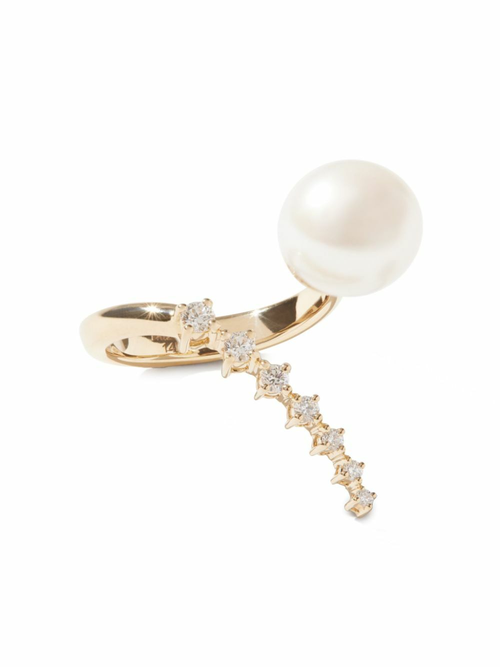 Mizuki 14kt Yellow Gold Diamond And Pearl Ring