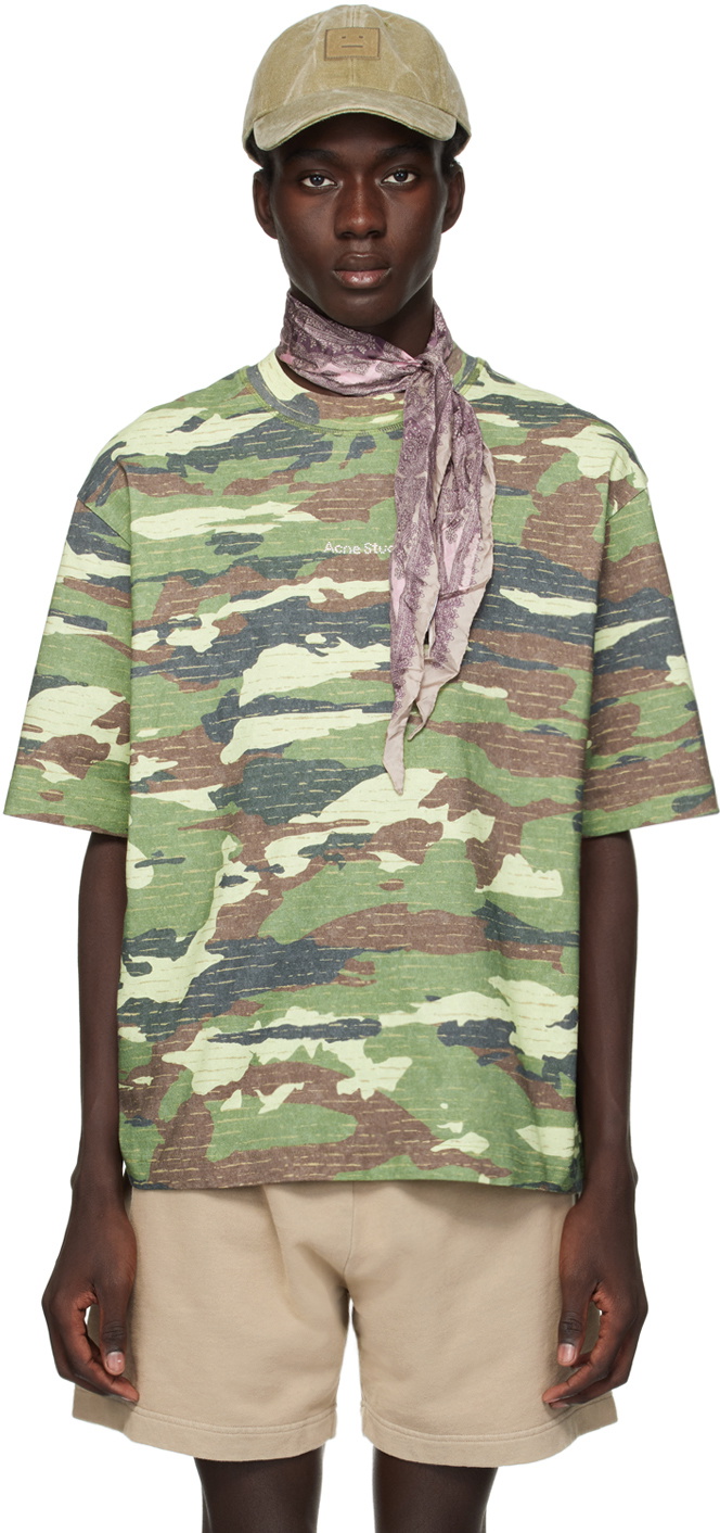 Green Camouflage T Shirt by Acne Studios on Sale