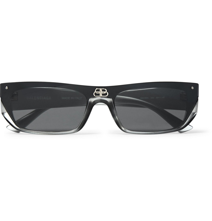 Photo: Balenciaga - Rectangle-Frame Ruthenium and Acetate Sunglasses - Black