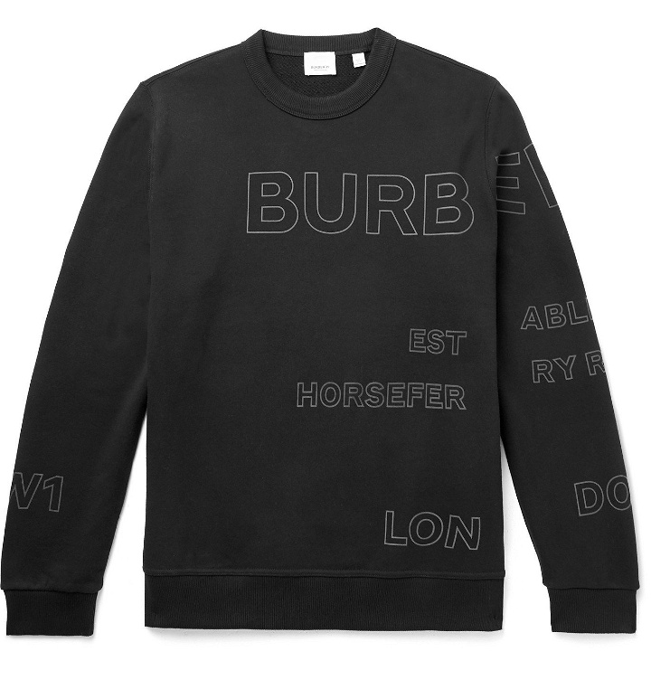 Photo: BURBERRY - Reflective Logo-Print Loopback Cotton-Jersey Sweatshirt - Black