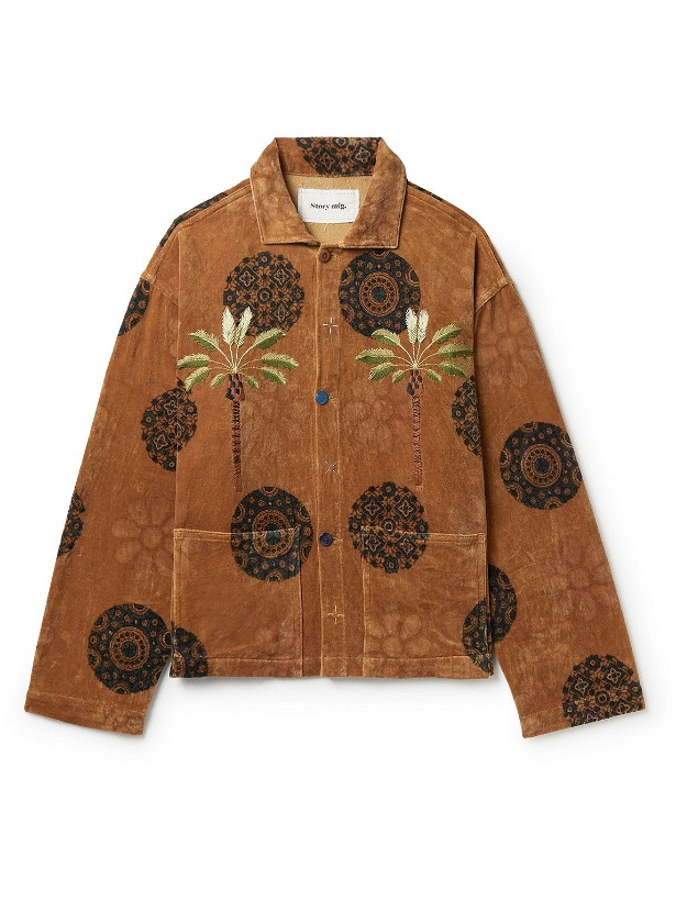 Photo: Story Mfg. - Short on Time Embellished Organic Cotton-Velvet Jacket - Brown